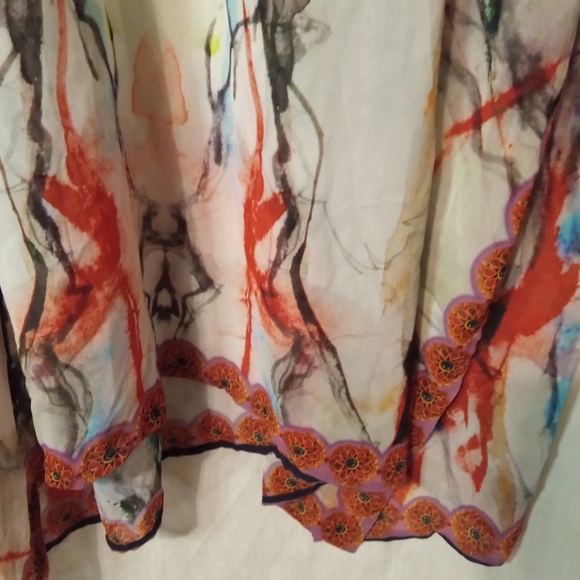 Asa Woman's Long Kaftan Beaded Front 2X Floral Print - Picture 3 of 4